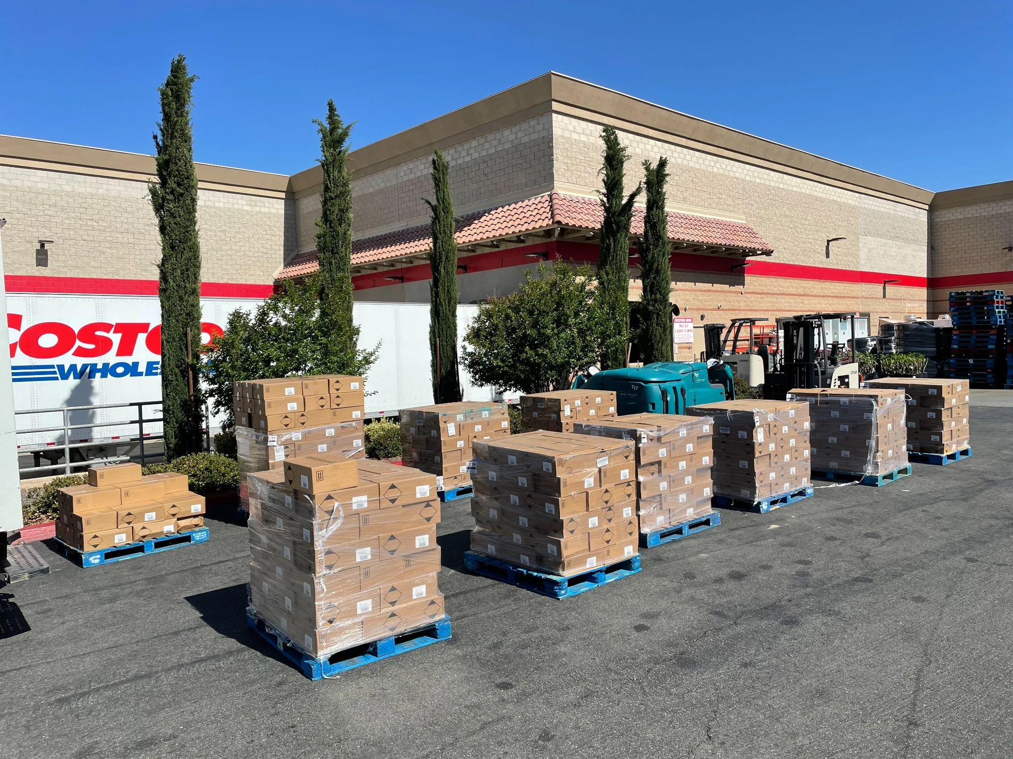 Wholesale pallets staged for distribution